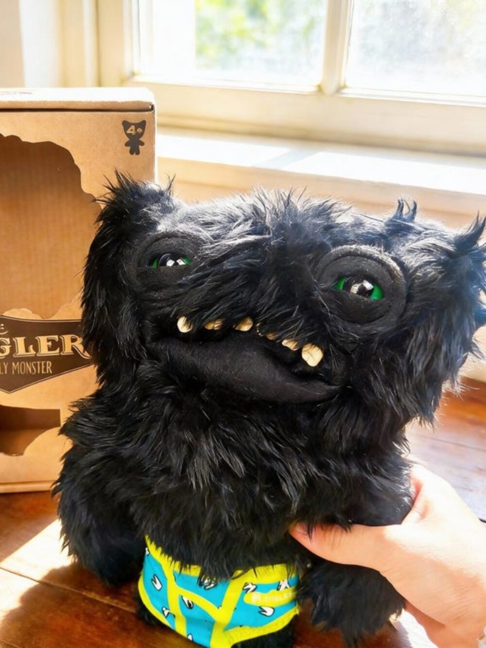 Fuggler Black Wide-Eyed Monster Plush – Funny Ugly Cute Toy